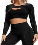 Women's Yoga Gym Crop Top Compression Workout Athletic Short/Long Sleeve Shirt - Easy Pickins Store