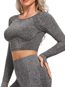 Women's Yoga Gym Crop Top Compression Workout Athletic Short/Long Sleeve Shirt - Easy Pickins Store