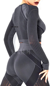 Women's Yoga Gym Crop Top Compression Workout Athletic Short/Long Sleeve Shirt - Easy Pickins Store