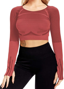 Women's Yoga Gym Crop Top Compression Workout Athletic Short/Long Sleeve Shirt - Easy Pickins Store