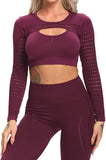Women's Yoga Gym Crop Top Compression Workout Athletic Short/Long Sleeve Shirt - Easy Pickins Store
