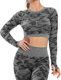 Women's Yoga Gym Crop Top Compression Workout Athletic Short/Long Sleeve Shirt - Easy Pickins Store