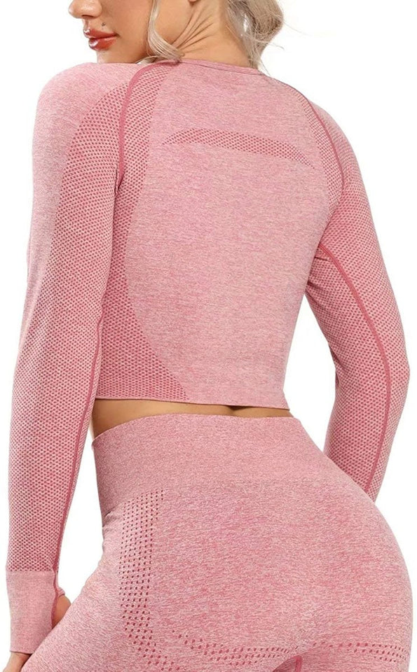 Women's Yoga Gym Crop Top Compression Workout Athletic Short/Long Sleeve Shirt - Easy Pickins Store