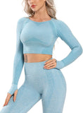 Women's Yoga Gym Crop Top Compression Workout Athletic Short/Long Sleeve Shirt - Easy Pickins Store