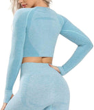 Women's Yoga Gym Crop Top Compression Workout Athletic Short/Long Sleeve Shirt - Easy Pickins Store