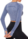 Women's Yoga Gym Crop Top Compression Workout Athletic Short/Long Sleeve Shirt - Easy Pickins Store
