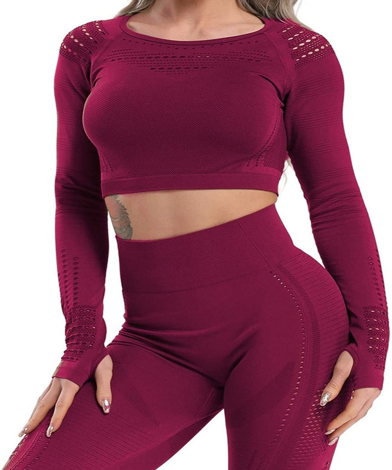Women's Yoga Gym Crop Top Compression Workout Athletic Short/Long Sleeve Shirt - Easy Pickins Store