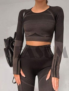 Women's Yoga Gym Crop Top Compression Workout Athletic Short/Long Sleeve Shirt - Easy Pickins Store