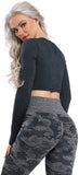 Women's Yoga Gym Crop Top Compression Workout Athletic Short/Long Sleeve Shirt - Easy Pickins Store