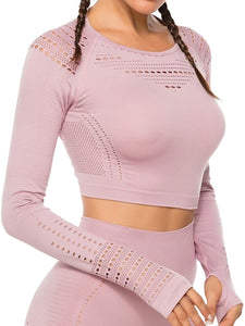 Women's Yoga Gym Crop Top Compression Workout Athletic Short/Long Sleeve Shirt - Easy Pickins Store