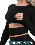 Women's Yoga Gym Crop Top Compression Workout Athletic Short/Long Sleeve Shirt - Easy Pickins Store