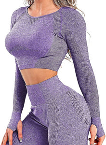 Women's Yoga Gym Crop Top Compression Workout Athletic Short/Long Sleeve Shirt - Easy Pickins Store