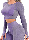 Women's Yoga Gym Crop Top Compression Workout Athletic Short/Long Sleeve Shirt - Easy Pickins Store
