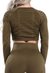 Women's Yoga Gym Crop Top Compression Workout Athletic Short/Long Sleeve Shirt - Easy Pickins Store