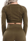 Women's Yoga Gym Crop Top Compression Workout Athletic Short/Long Sleeve Shirt - Easy Pickins Store