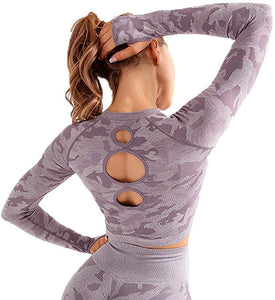 Women's Yoga Gym Crop Top Compression Workout Athletic Short/Long Sleeve Shirt - Easy Pickins Store