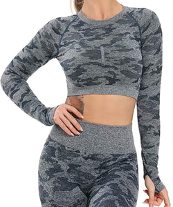 Women's Yoga Gym Crop Top Compression Workout Athletic Short/Long Sleeve Shirt - Easy Pickins Store
