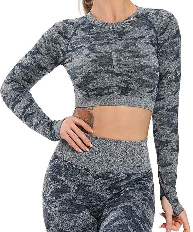 Women's Yoga Gym Crop Top Compression Workout Athletic Short/Long Sleeve Shirt - Easy Pickins Store