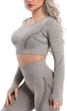 Women's Yoga Gym Crop Top Compression Workout Athletic Short/Long Sleeve Shirt - Easy Pickins Store