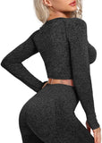Women's Yoga Gym Crop Top Compression Workout Athletic Short/Long Sleeve Shirt - Easy Pickins Store