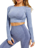 Women's Yoga Gym Crop Top Compression Workout Athletic Short/Long Sleeve Shirt - Easy Pickins Store
