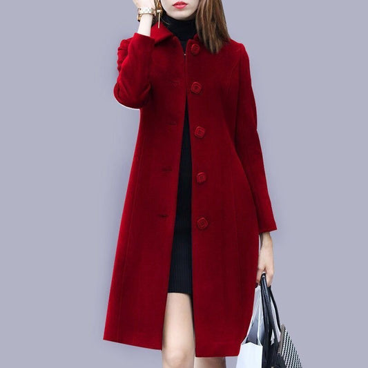 Wool Mid Length Single Breasted Slim Blended Overcoat - Easy Pickins Store