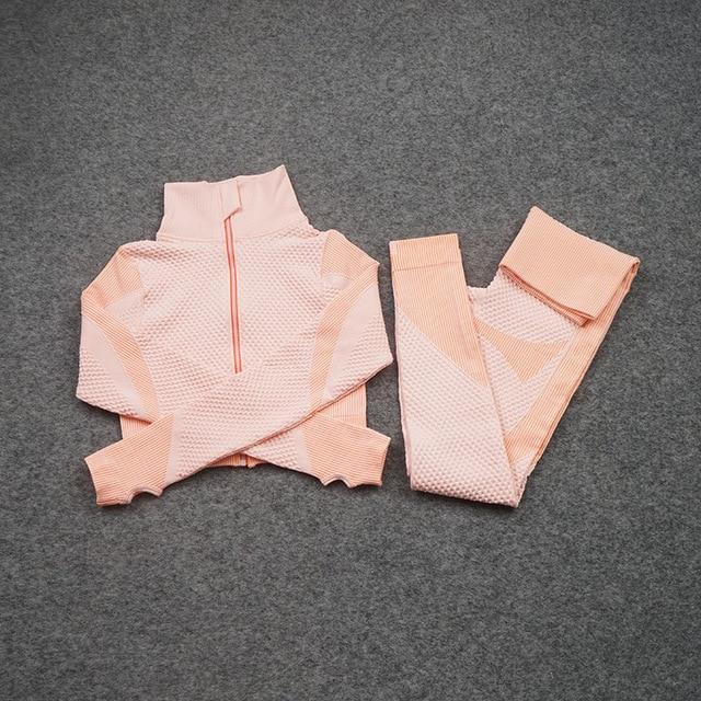 Yoga Suitwear Seamless Long Sleeve High Waist Sport Set - Easy Pickins Store