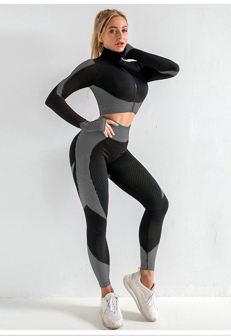 Yoga Suitwear Seamless Long Sleeve High Waist Sport Set - Easy Pickins Store
