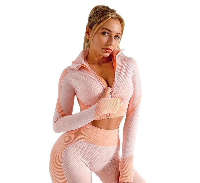 Yoga Suitwear Seamless Long Sleeve High Waist Sport Set - Easy Pickins Store