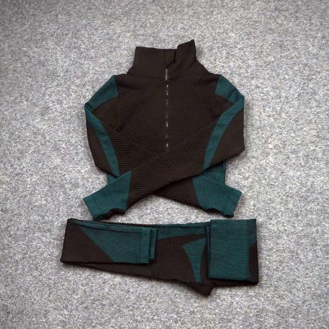 Yoga Suitwear Seamless Long Sleeve High Waist Sport Set - Easy Pickins Store