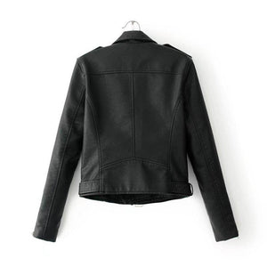 Zip Biker Short Cropped Leather Jacket - Easy Pickins Store