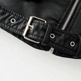 Zip Biker Short Cropped Leather Jacket - Easy Pickins Store
