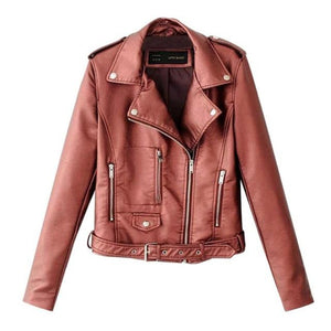 Zip Biker Short Cropped Leather Jacket - Easy Pickins Store