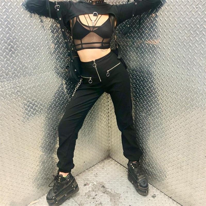 Zipper Harem Pants Chain solid Hip Hop - Easy Pickins Store