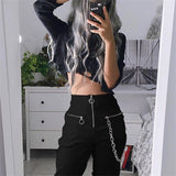 Zipper Harem Pants Chain solid Hip Hop - Easy Pickins Store