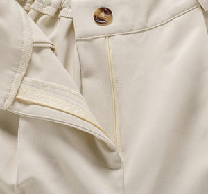 Zipper Khaki High Waist Elastic Waist Pants - Easy Pickins Store